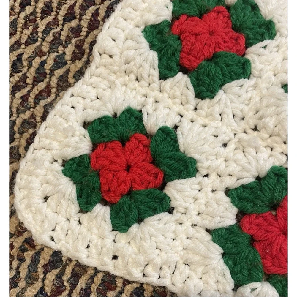 Handmade Crochet Christmas Afghan Throw Granny Square Blanket 45